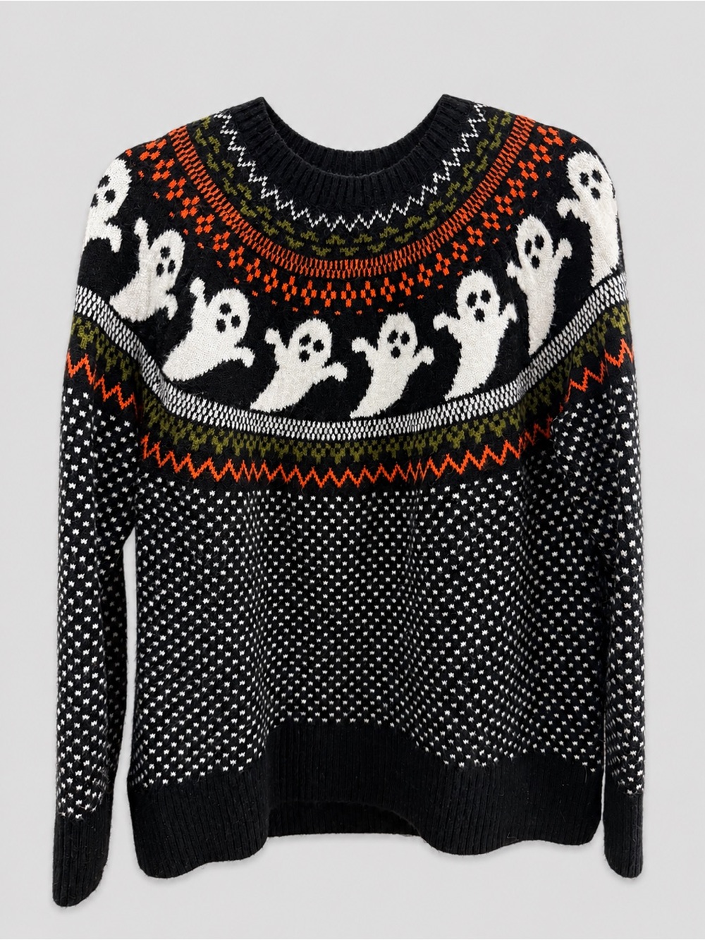 Women’s Black Vintage Inspired Ghost Sweater M